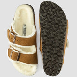 Birkenstock Arizona Shearling en vison (étroit)