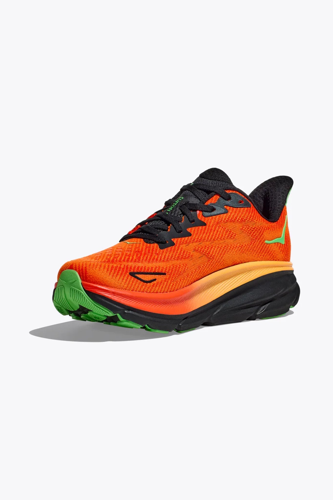 Hoka Men's Clifton 9 Sneaker in Flame/Vibrant Orange