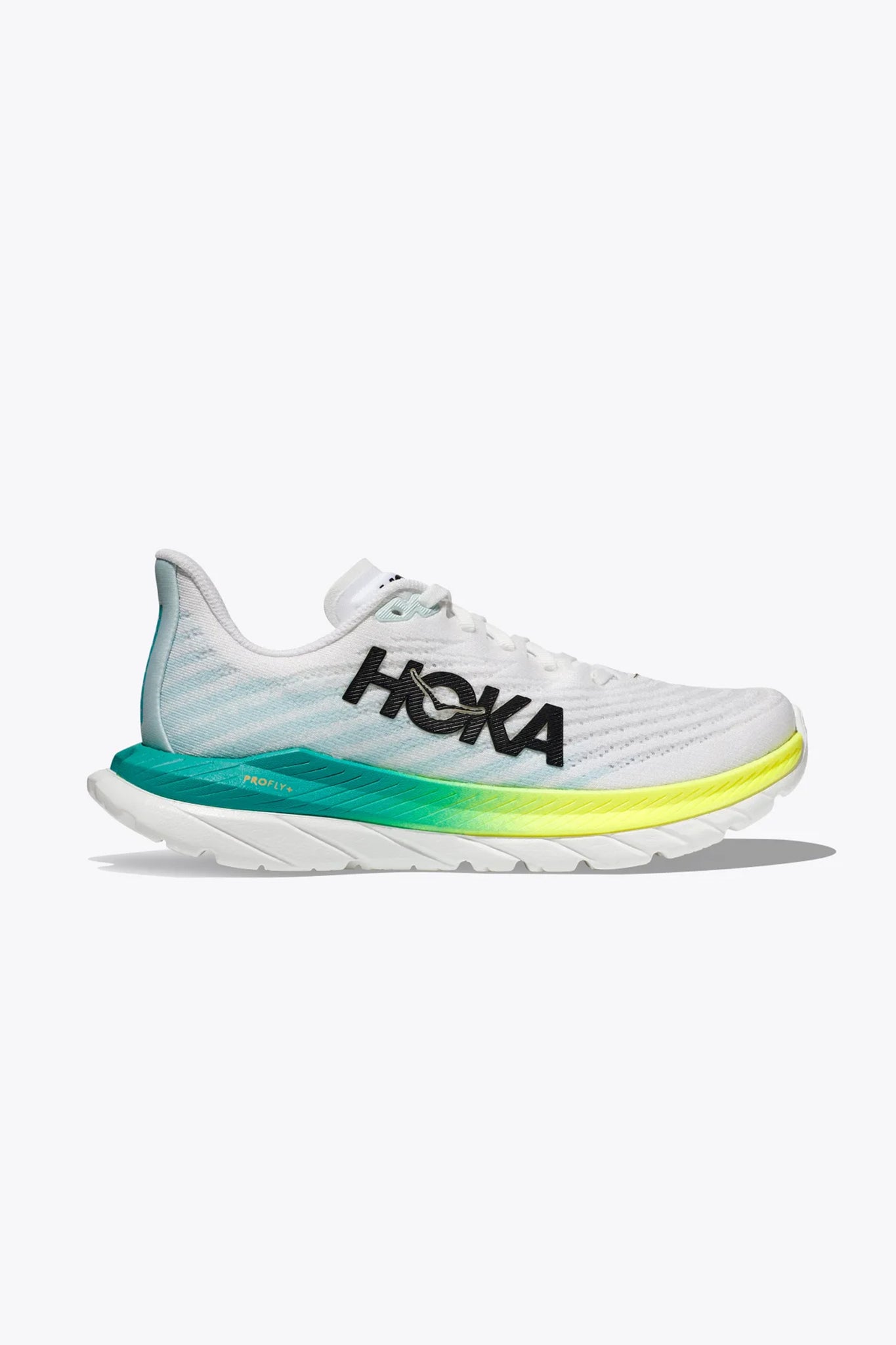 Hoka Men's Mach 5 Sneaker in White/Blue Glass