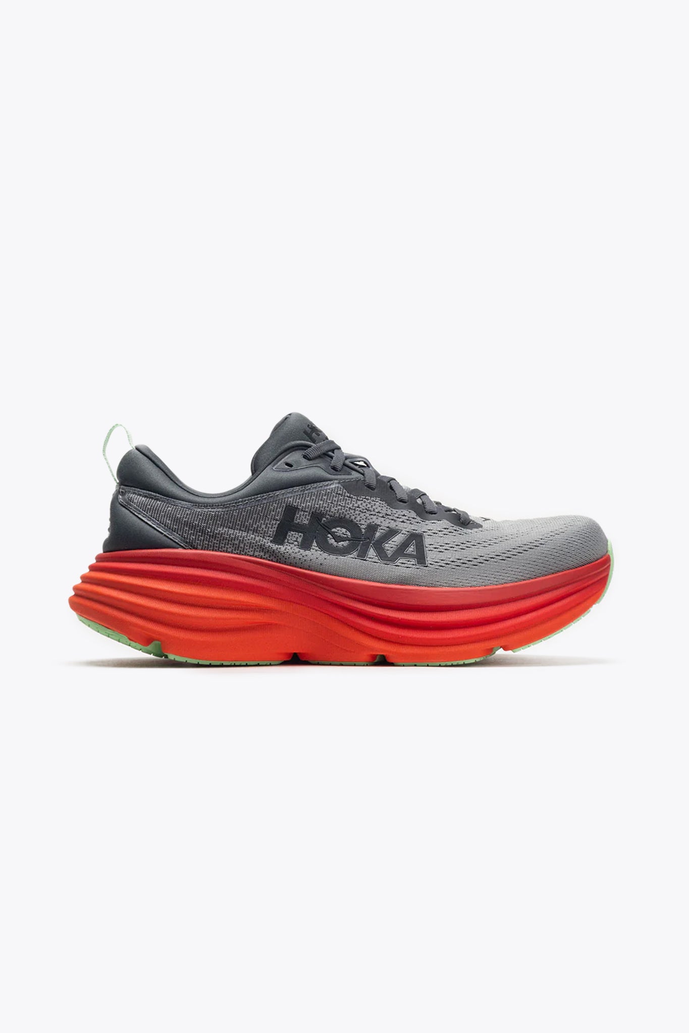 Hoka Men's Bondi 8 Sneaker in Castlerock/Flame