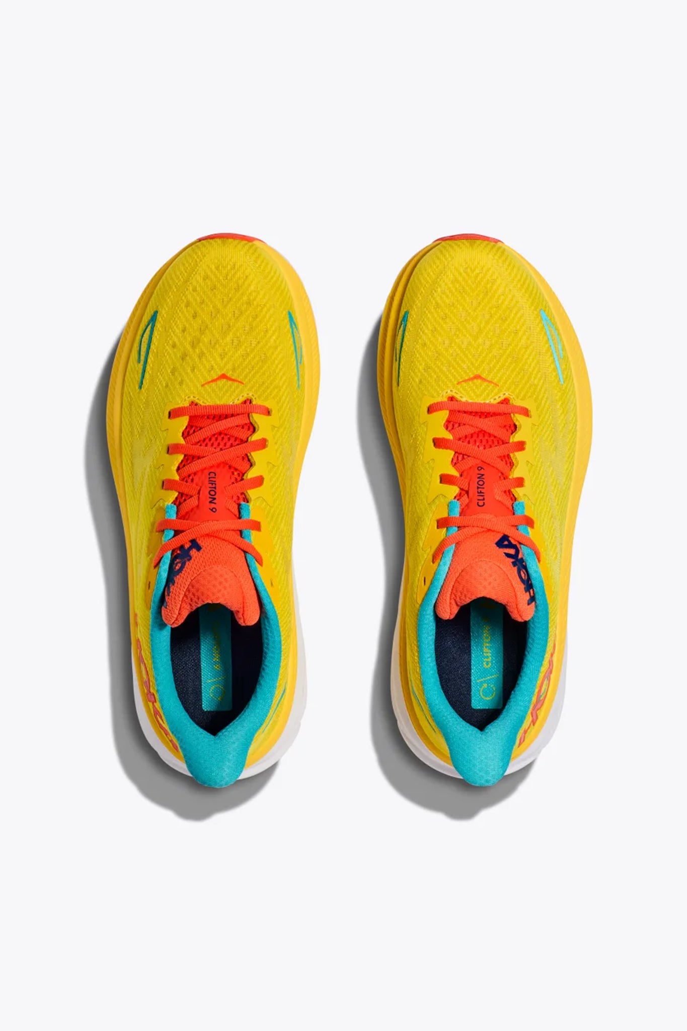 HOKA Men's Clifton 9 Sneaker in Passion Fruit/Maize