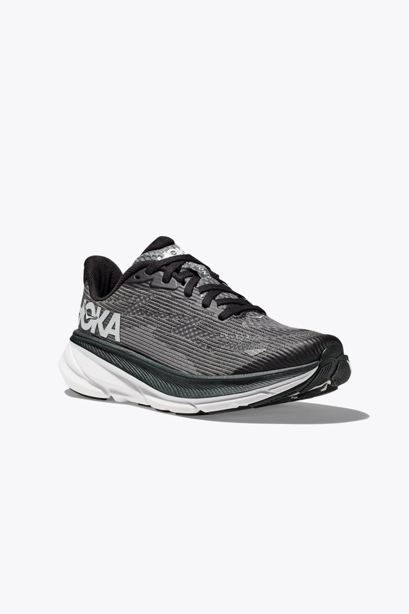 Hoka Kid's Clifton 9 in Black/White