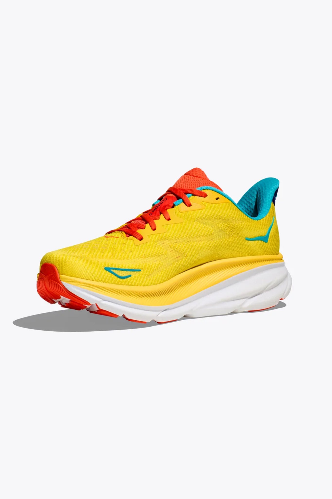 HOKA Men's Clifton 9 Sneaker in Passion Fruit/Maize