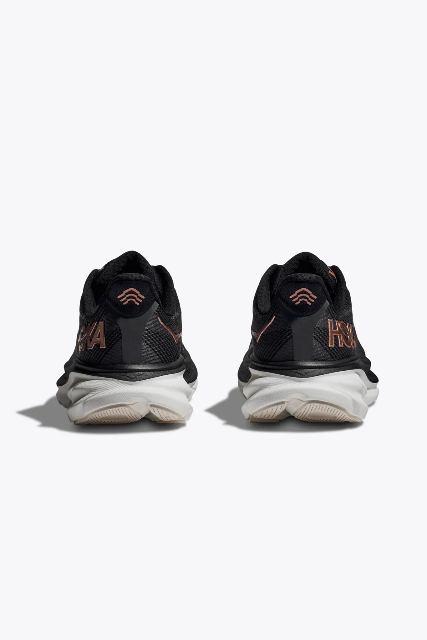 HOKA Women's Clifton 9 in Black/Rose Gold