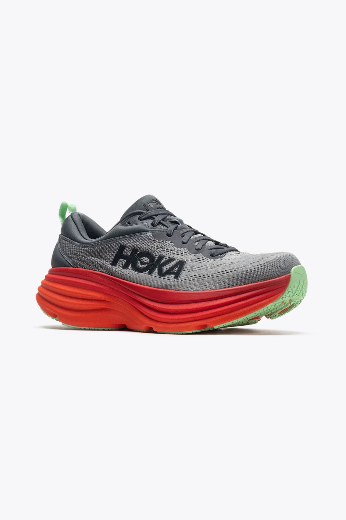 Hoka Men's Bondi 8 Sneaker in Castlerock/Flame