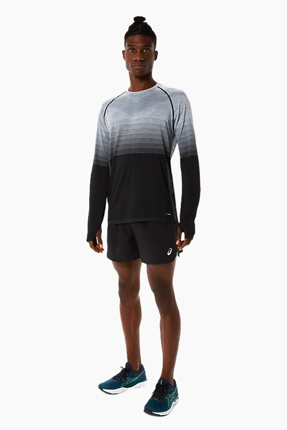 ASICS Men's Seamless LS Top in Black/Carrier Grey