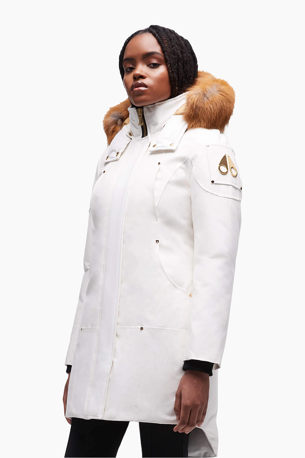 Moose Knuckles Women's Gold Stirling Parka in Milky Way with Gold Fur