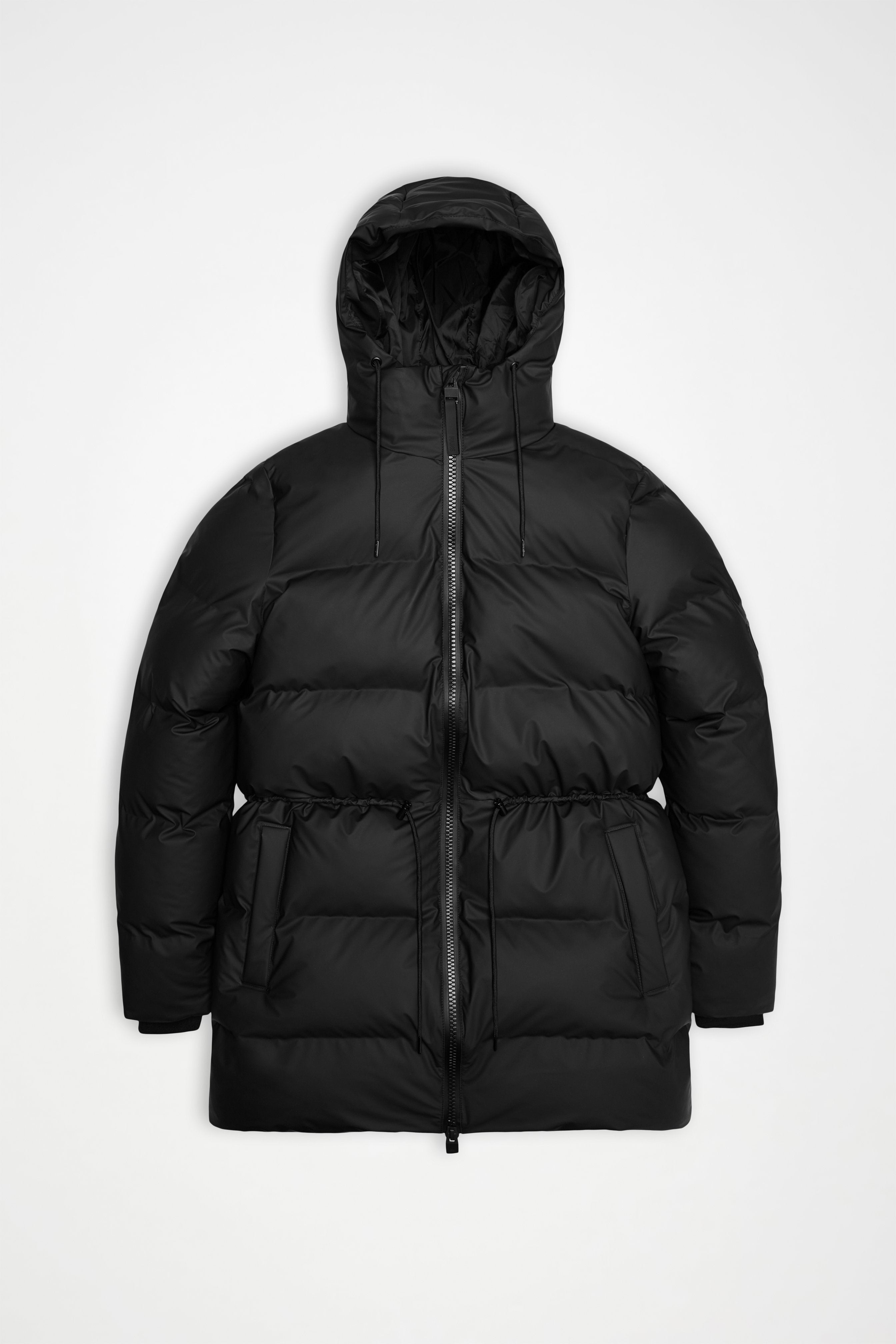 Rains Alta Long Puffer String Jacket – 01 Black