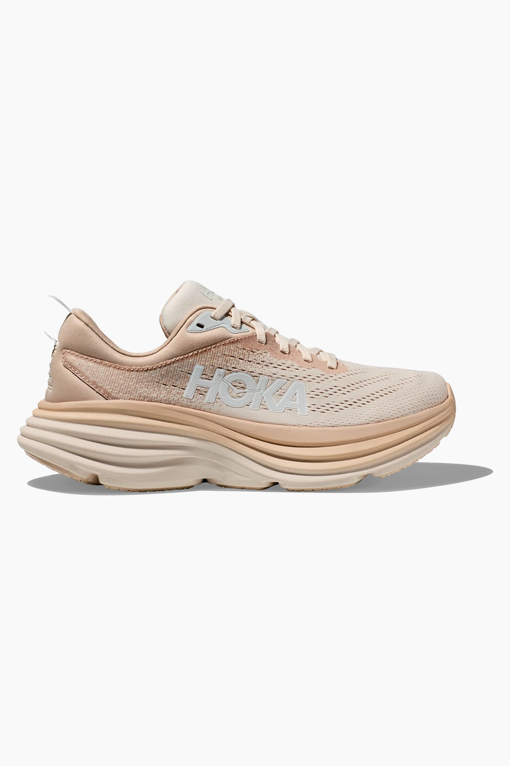 Hoka Women's Bondi 8 in Shifting Sand/Eggnog