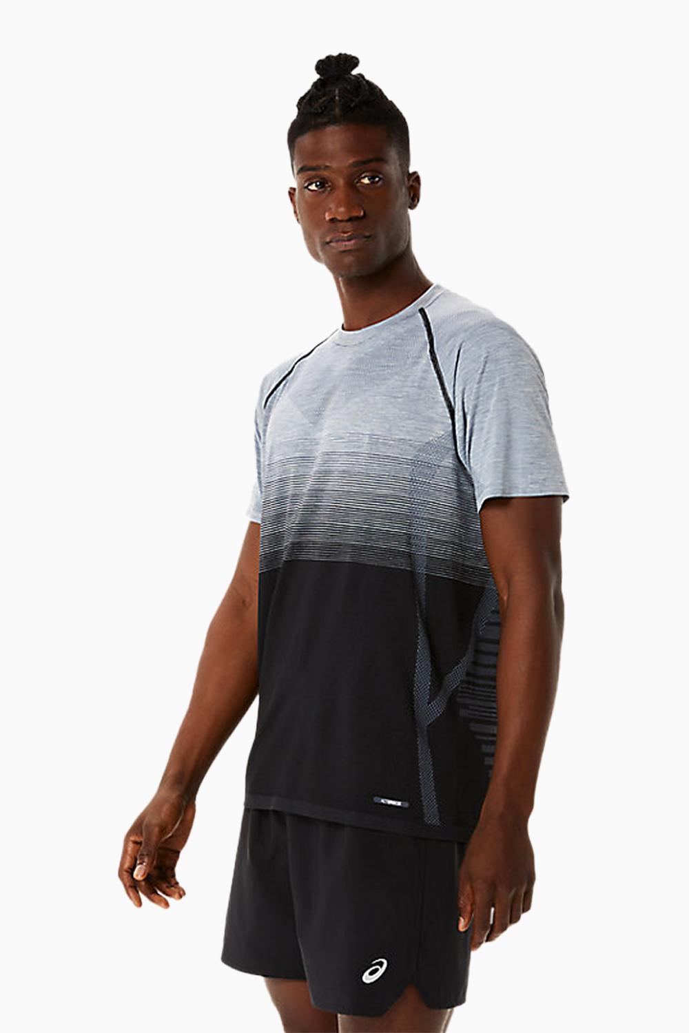 ASICS Men's Seamless SS Top in Black/Carrier Grey