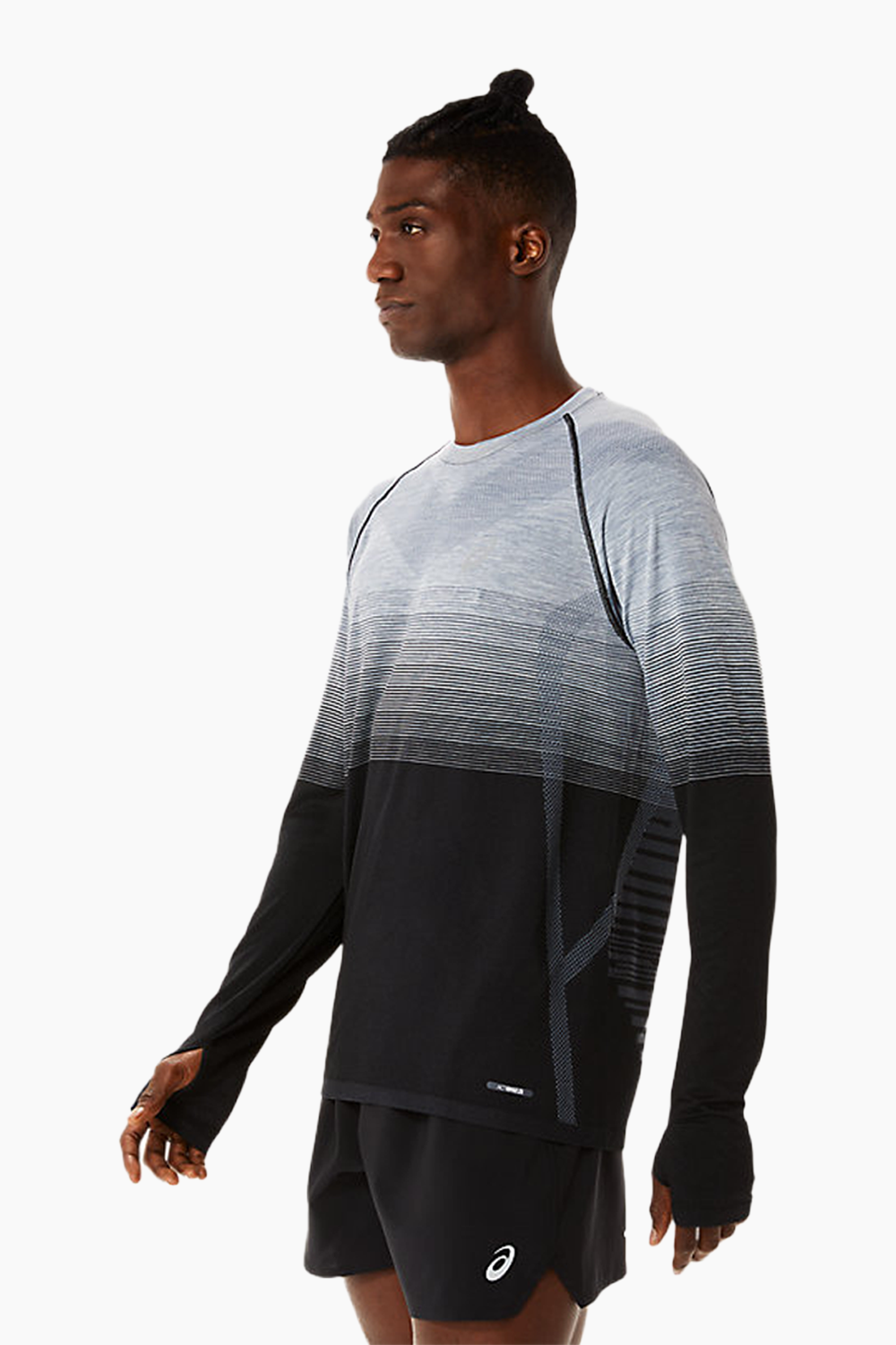 ASICS Men's Seamless LS Top in Black/Carrier Grey