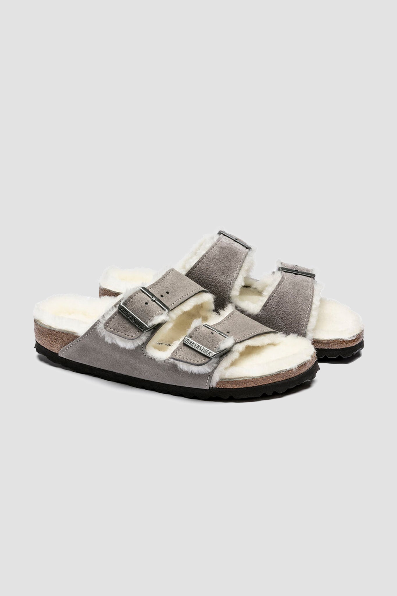 Birkenstock Unisex Arizona Shearling Suede Leather in Stone Coin