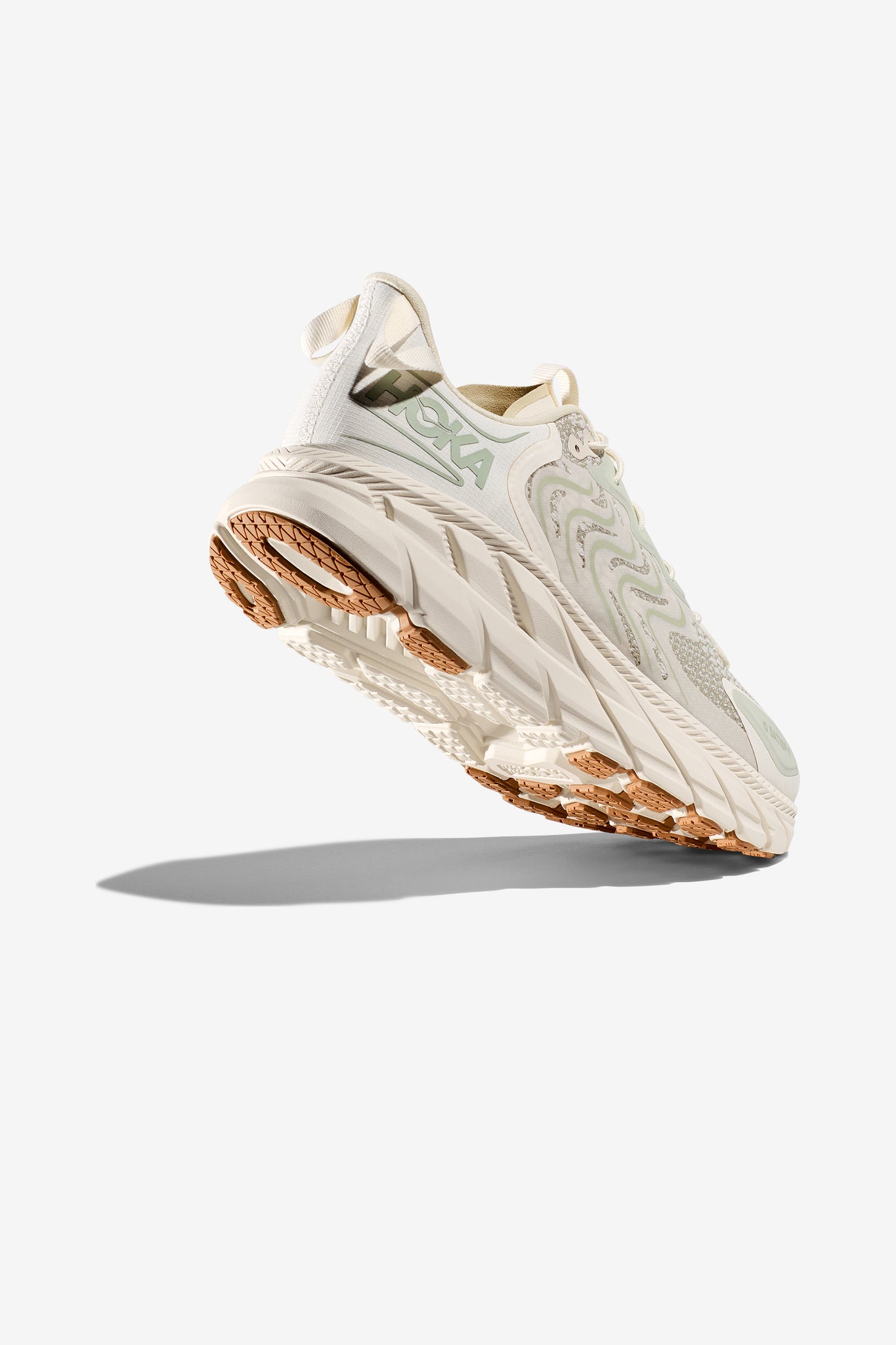 HOKA® x SATISFY® Clifton LS Unisex Sneaker in Celadon Tint/Whisper White