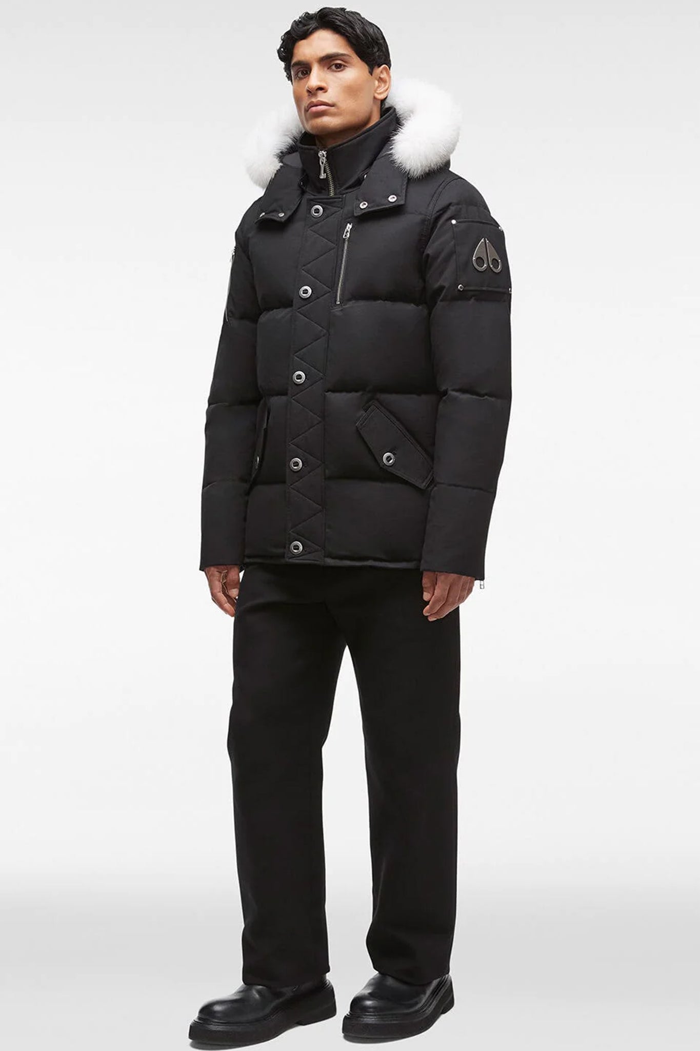 Moose Knuckles Men's 3Q Jacket in Black with Natural Fur