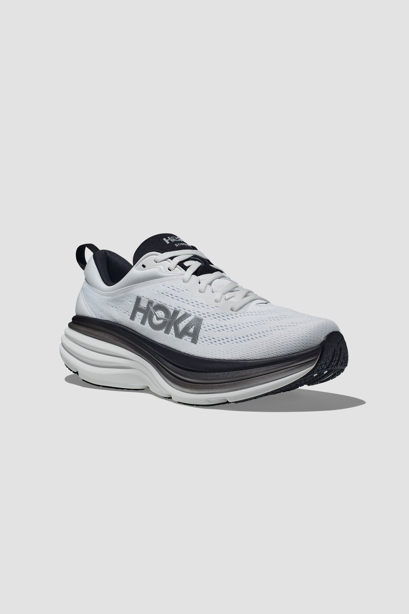 Hoka Men's Bondi 8 Sneaker in White/Black