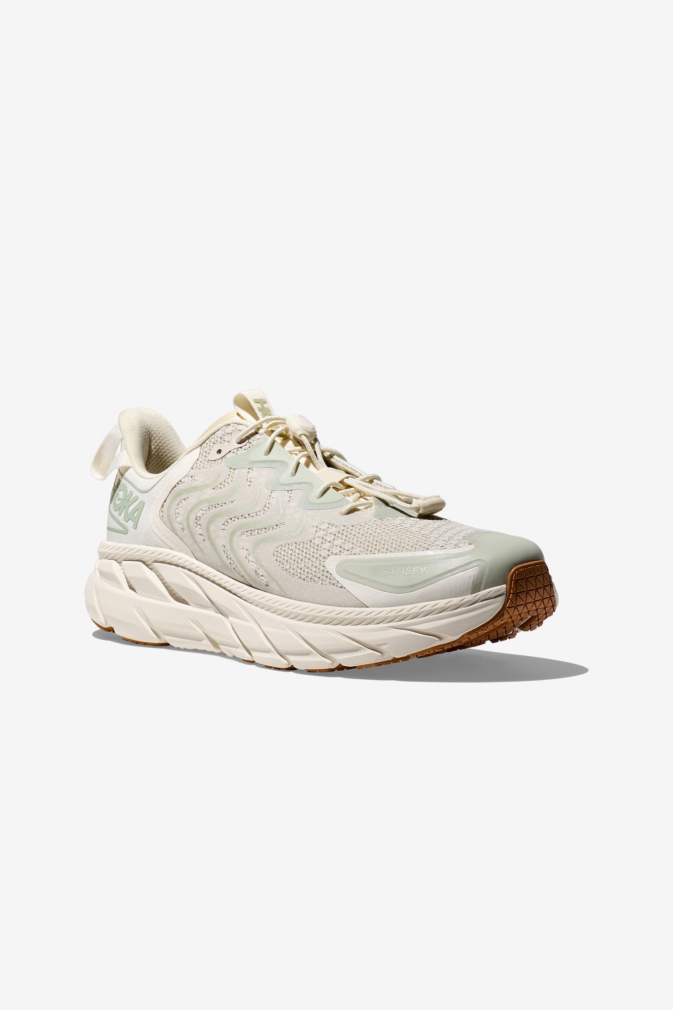 HOKA® x SATISFY® Clifton LS Unisex Sneaker in Celadon Tint/Whisper White