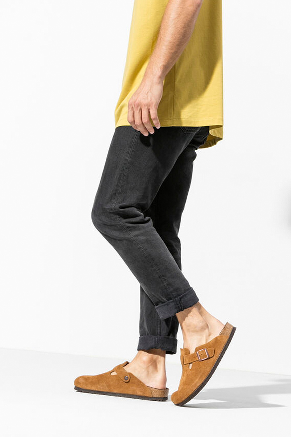 Birkenstock Boston Soft Footbed Suede Leather in Mink (Narrow)