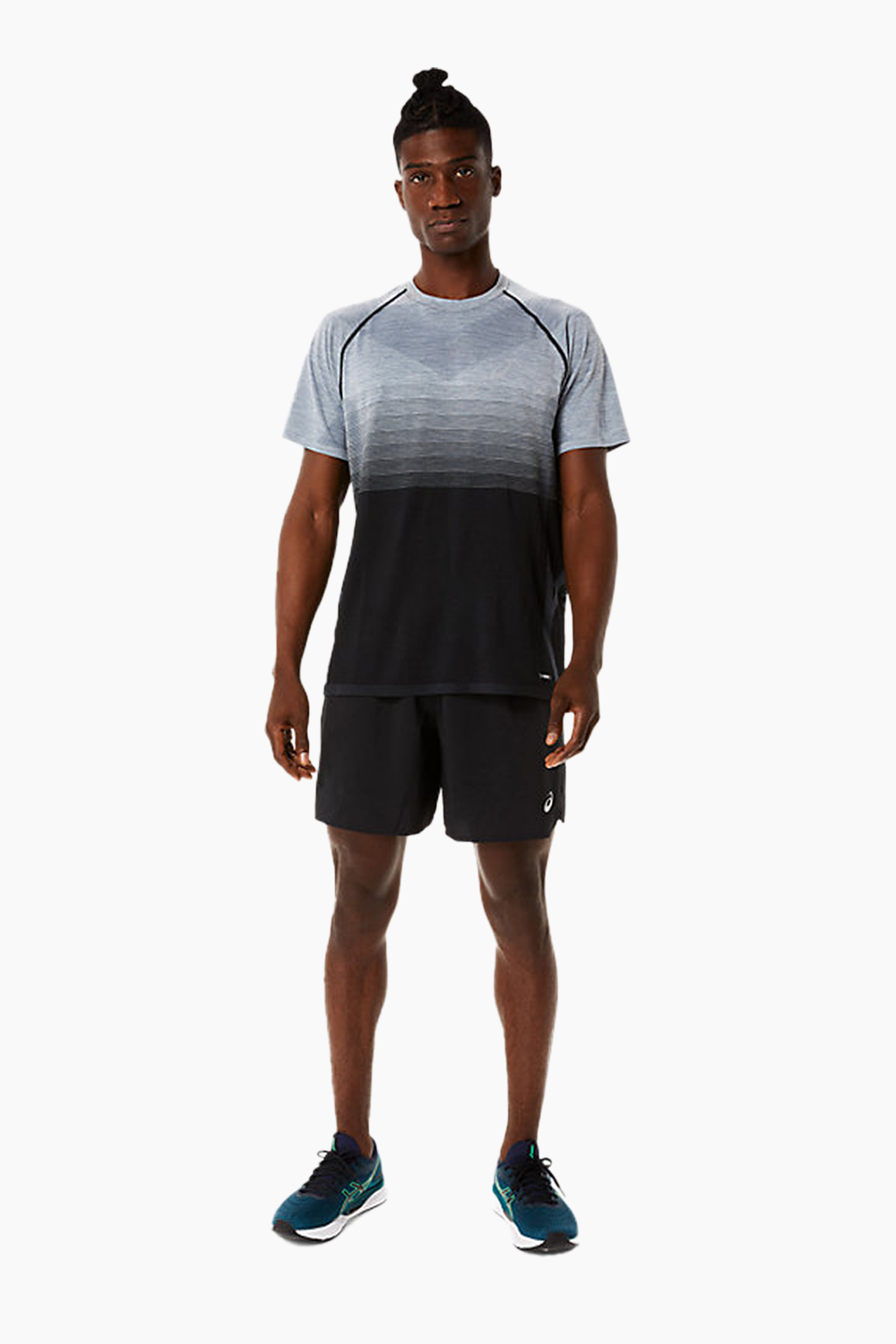 ASICS Men's Seamless SS Top in Black/Carrier Grey