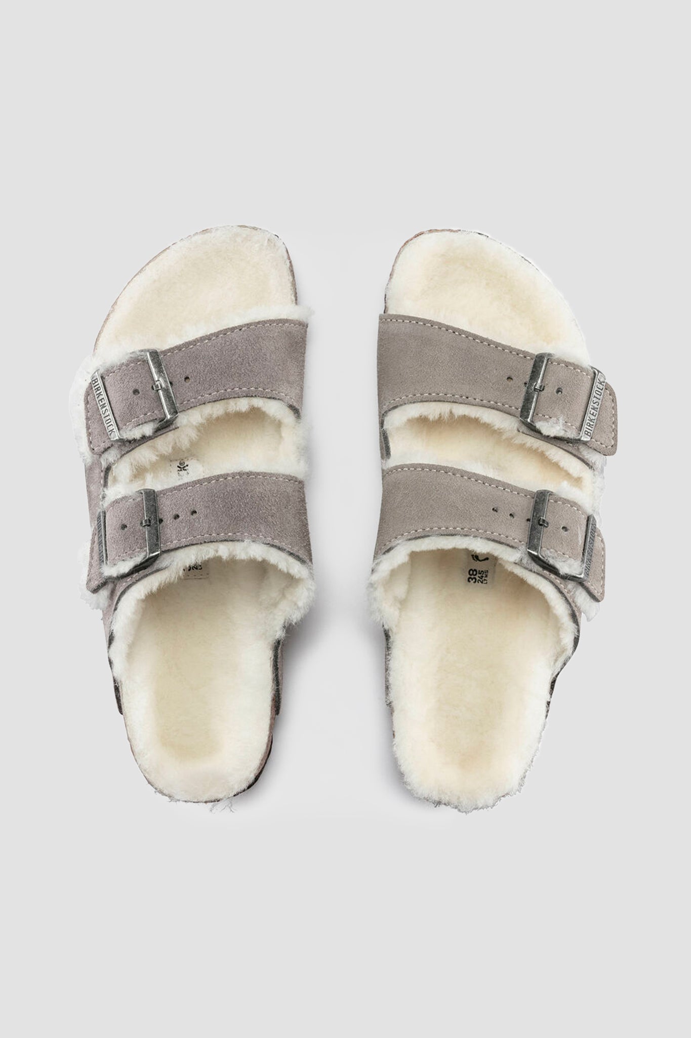 Birkenstock Unisex Arizona Shearling Suede Leather in Stone Coin
