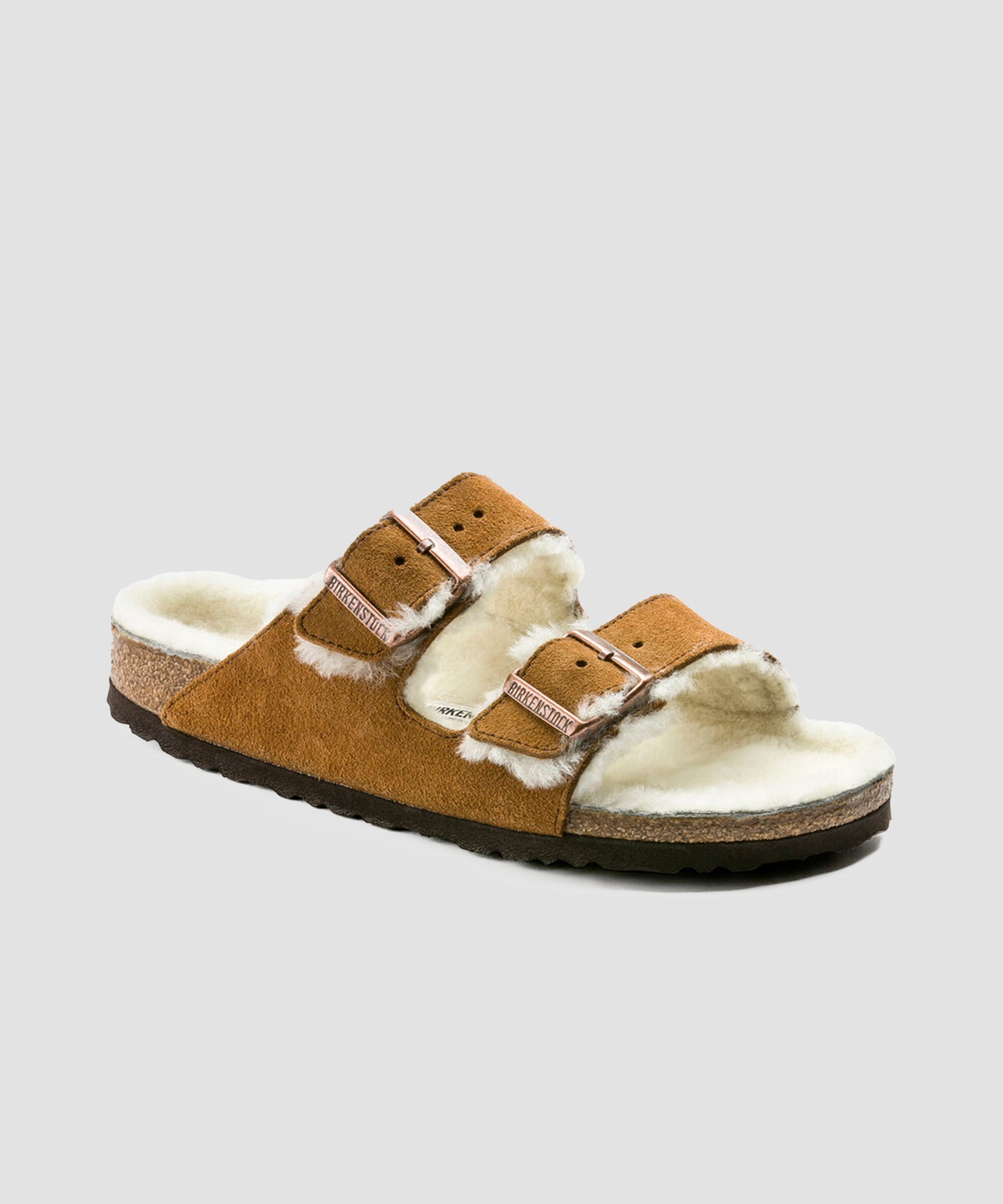 Birkenstock Arizona Shearling en vison (étroit) 