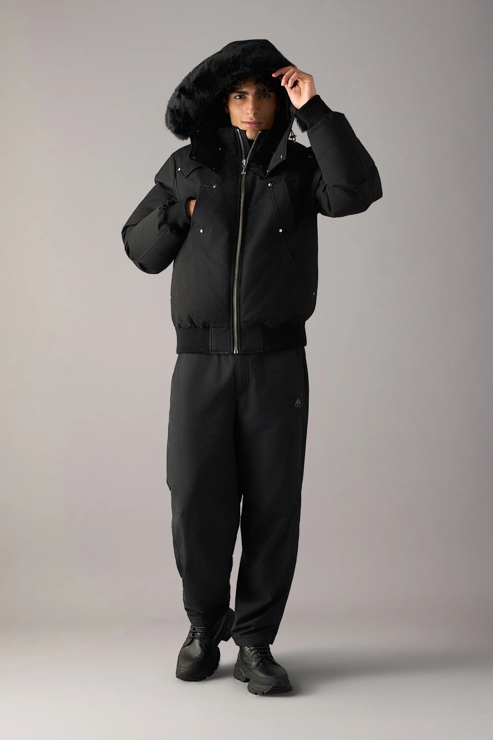Moose Knuckles Original Ballistic Down Bomber Black/Black – full length