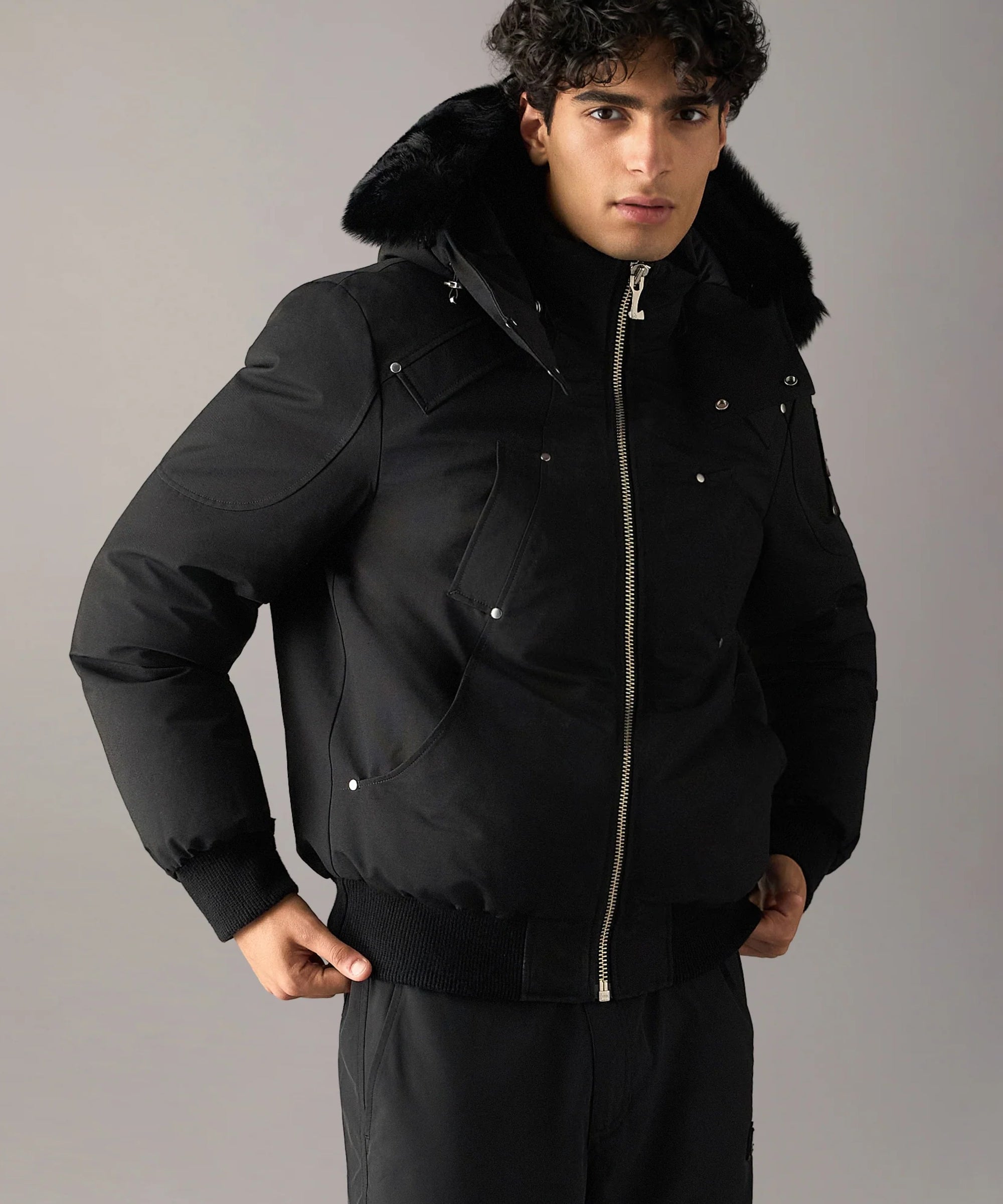 Moose Knuckles Original Ballistic Down Bomber Black/Black – front
