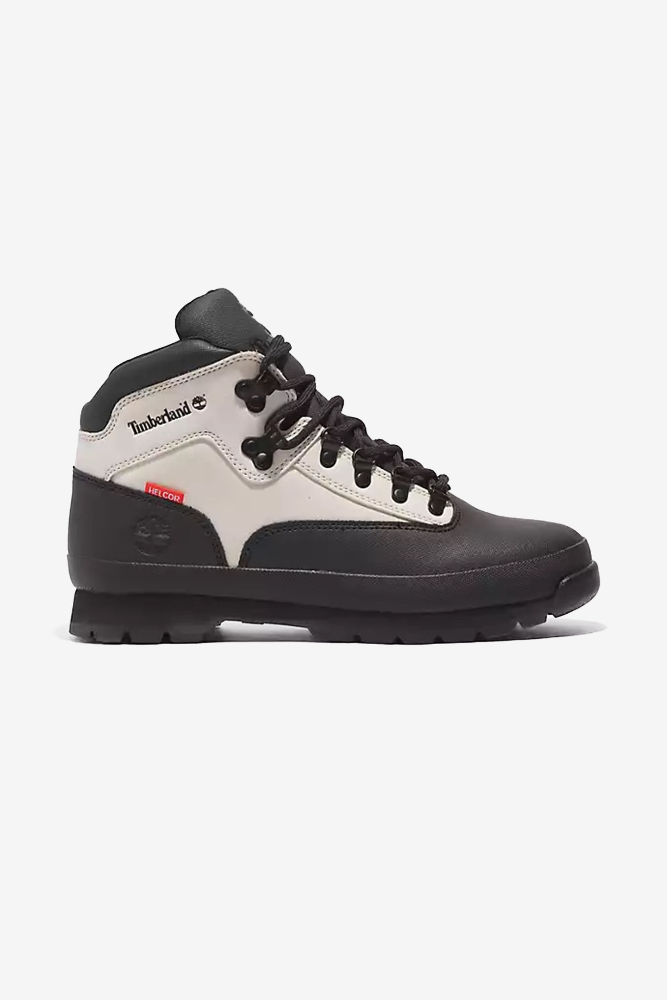 Timberland Men's Ski School Euro Hiker Leather Boot in Black Leather/White