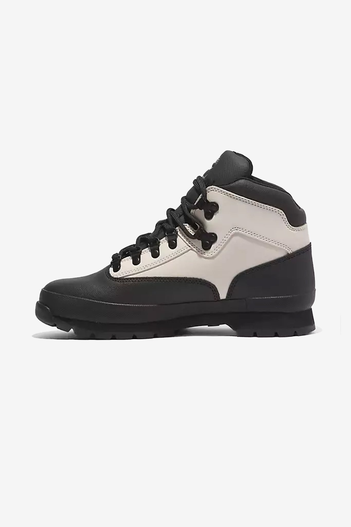 Timberland Men's Ski School Euro Hiker Leather Boot in Black Leather/White