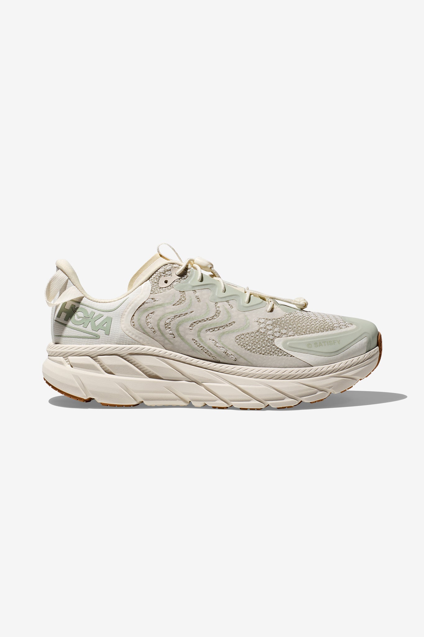HOKA® x SATISFY® Clifton LS Unisex Sneaker in Celadon Tint/Whisper White