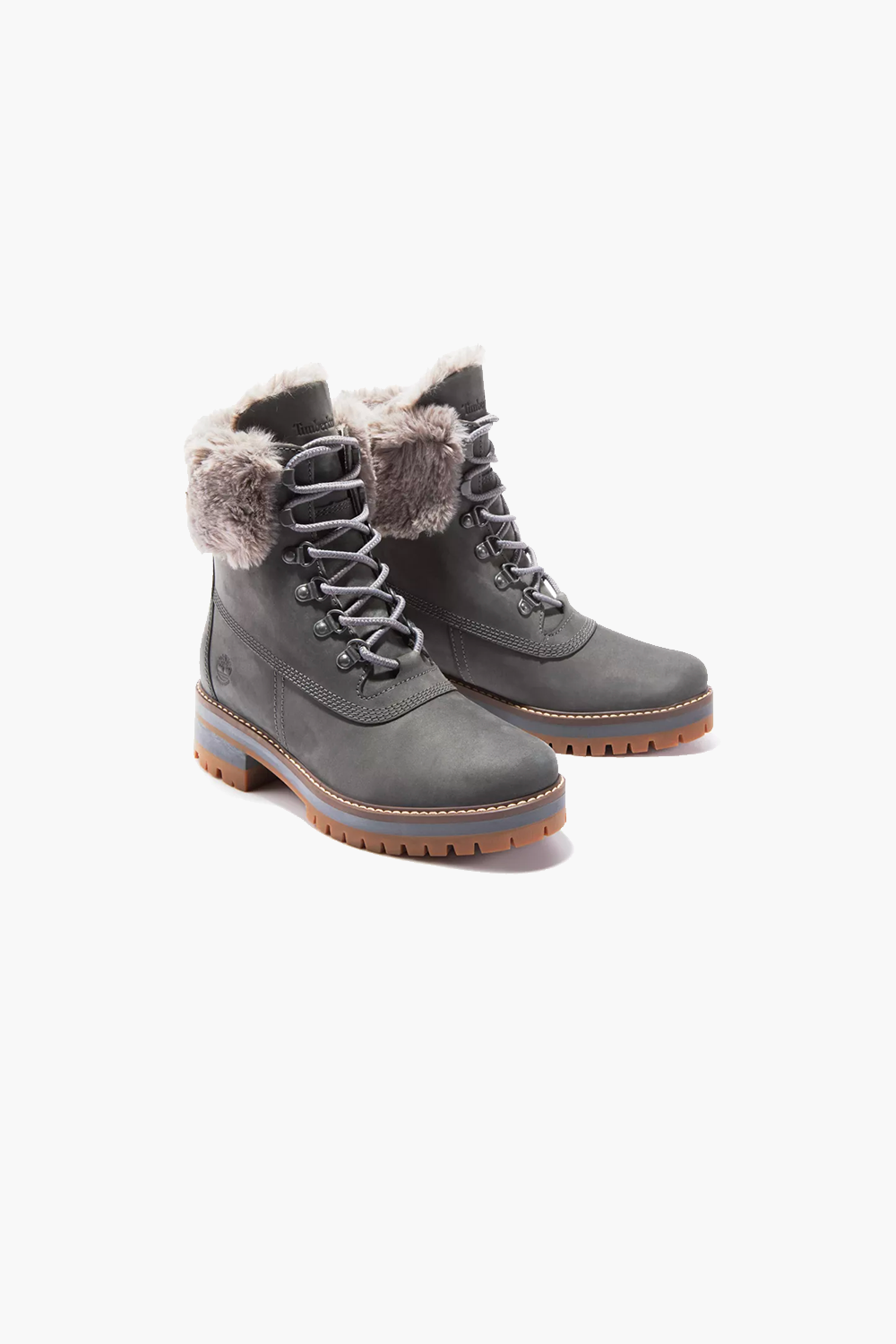 Timberland Women's Courmayeur Valley 6-inch Waterproof Faux-Fur Boots in Medium Grey TBOA2JGMG77